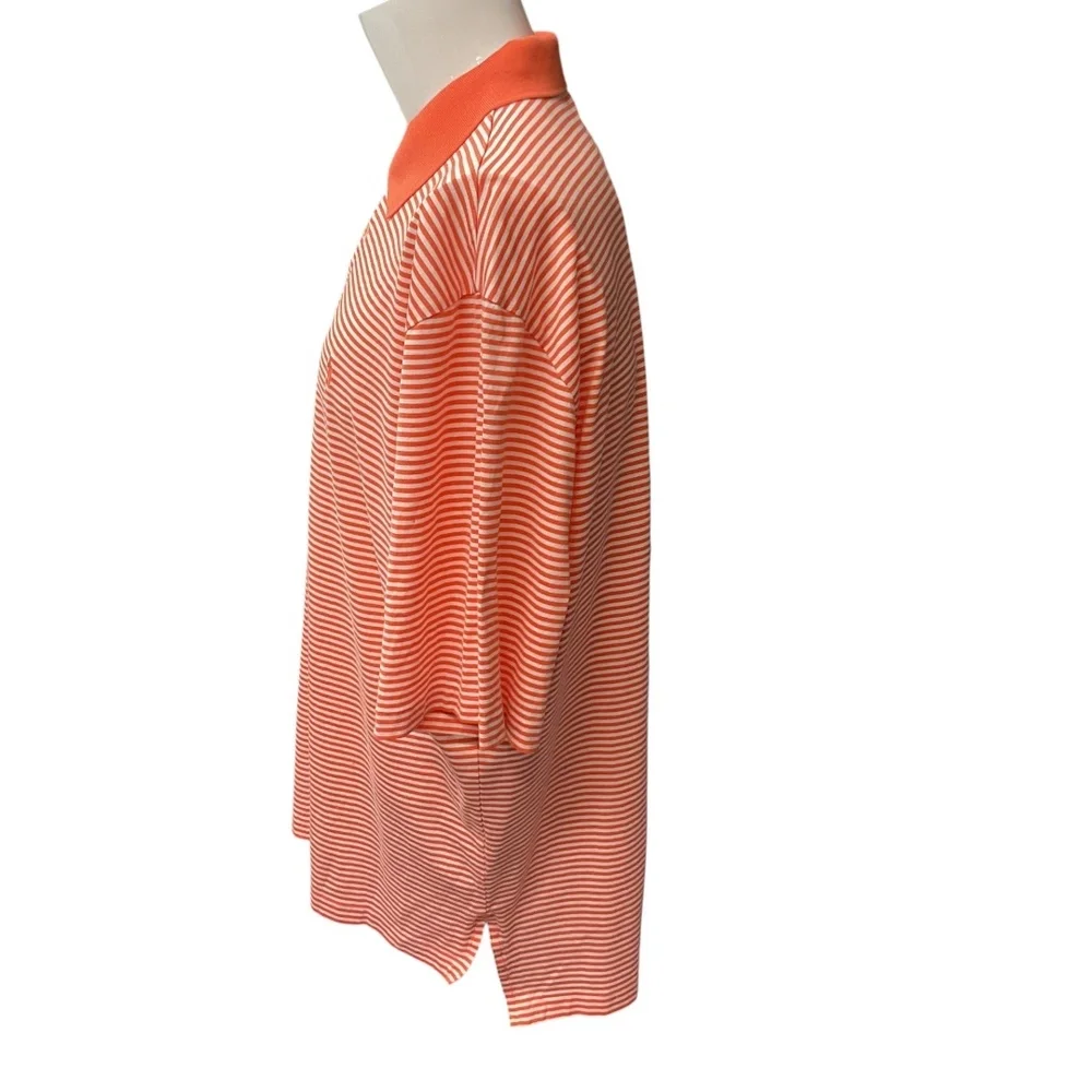 Ralph Lauren Men's Polo Golf Shirt Striped Orange White Short‎ Sleeve Size XL